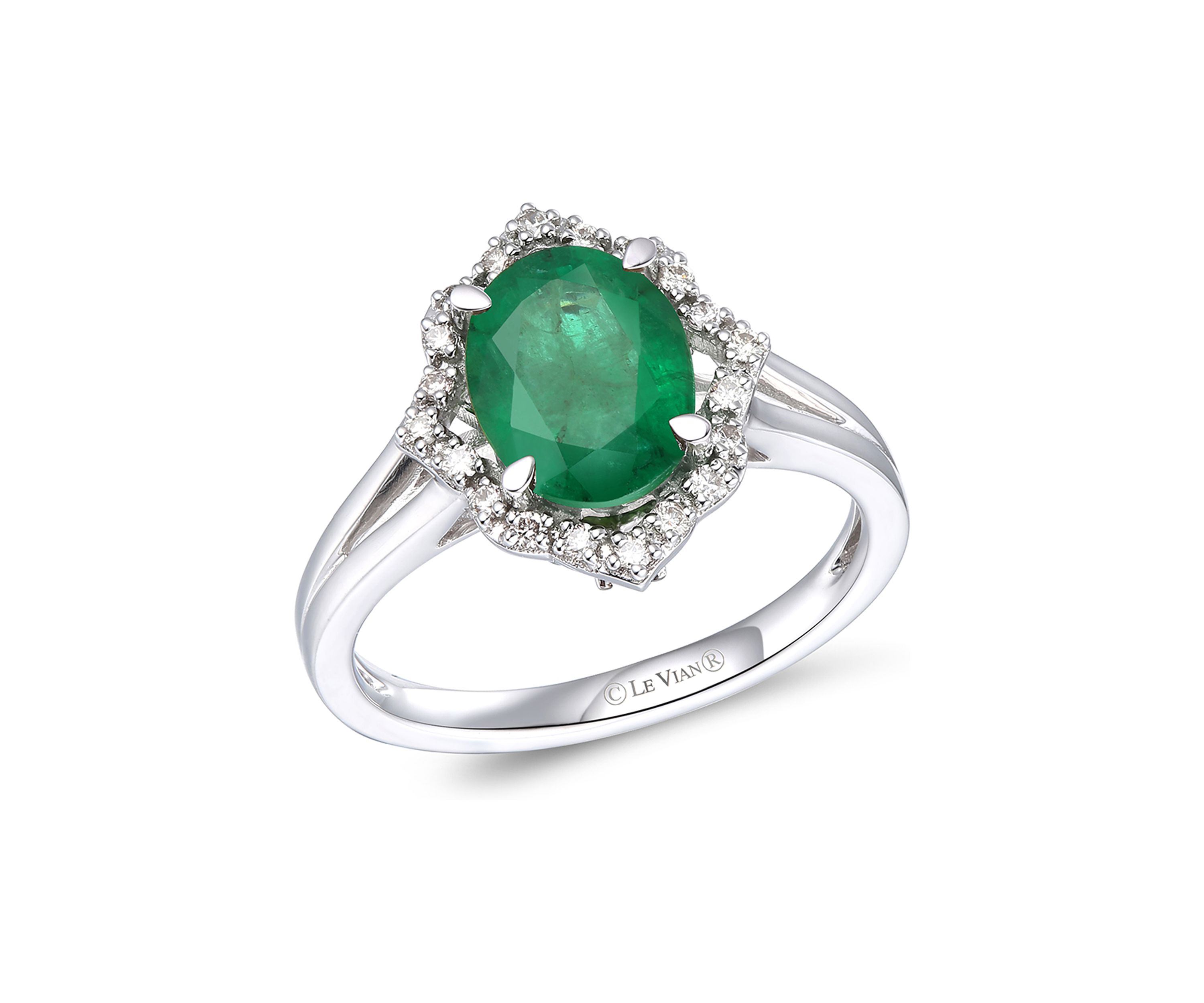 1.63 ct. t.w. Emerald and 1/8 ct. t.w. Nude Diamond™ Creme Brulee® Ring in 14K Vanilla Gold®