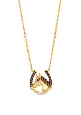 Adjustable Horseshoe Necklace featuring 1/8 cts. Nude Diamonds™, 1/6 cts. Chocolate Diamonds® set in 14K Honey Gold™