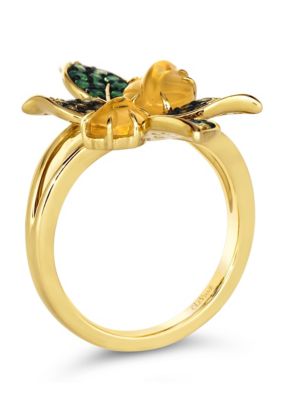 Le Vian Ombre Ring featuring 1 1/2 cts. Cinnamon Citrine®, 1/3 cts. Shade Of Tsavorite, 1/20 cts. White Sapphire, 1/4 cts. Chocolate Ombré Diamonds®, Vanilla Diamonds® set in 14K Honey Gold™