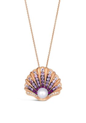 Le Vian® Shell Pendant featuring 3/4, 1/4 cts. White Sapphire, Vanilla Pearls™, 1/15 cts. Nude Diamonds™ set in 14K Strawberry Gold