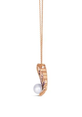 Le Vian® Shell Pendant featuring 3/4, 1/4 cts. White Sapphire, Vanilla Pearls™, 1/15 cts. Nude Diamonds™ set in 14K Strawberry Gold®