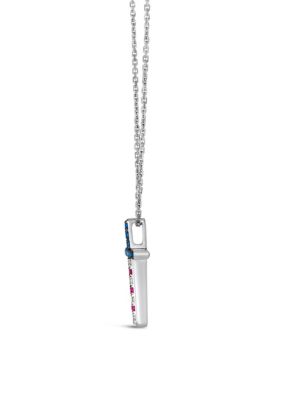 Adjustable Cross Necklace featuring  Passion Ruby™, 1/6 cts. Blueberry Sapphire™, 1/20 cts. Vanilla Diamonds® set in 14K Vanilla Gold®