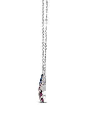 Le Vian® Patriotic Star Necklace featuring 1/5 cts. Passion Ruby™, 1/5 cts. Blueberry Sapphire™, 1/10 cts. Vanilla Diamonds® set in 14K Vanilla Gold®