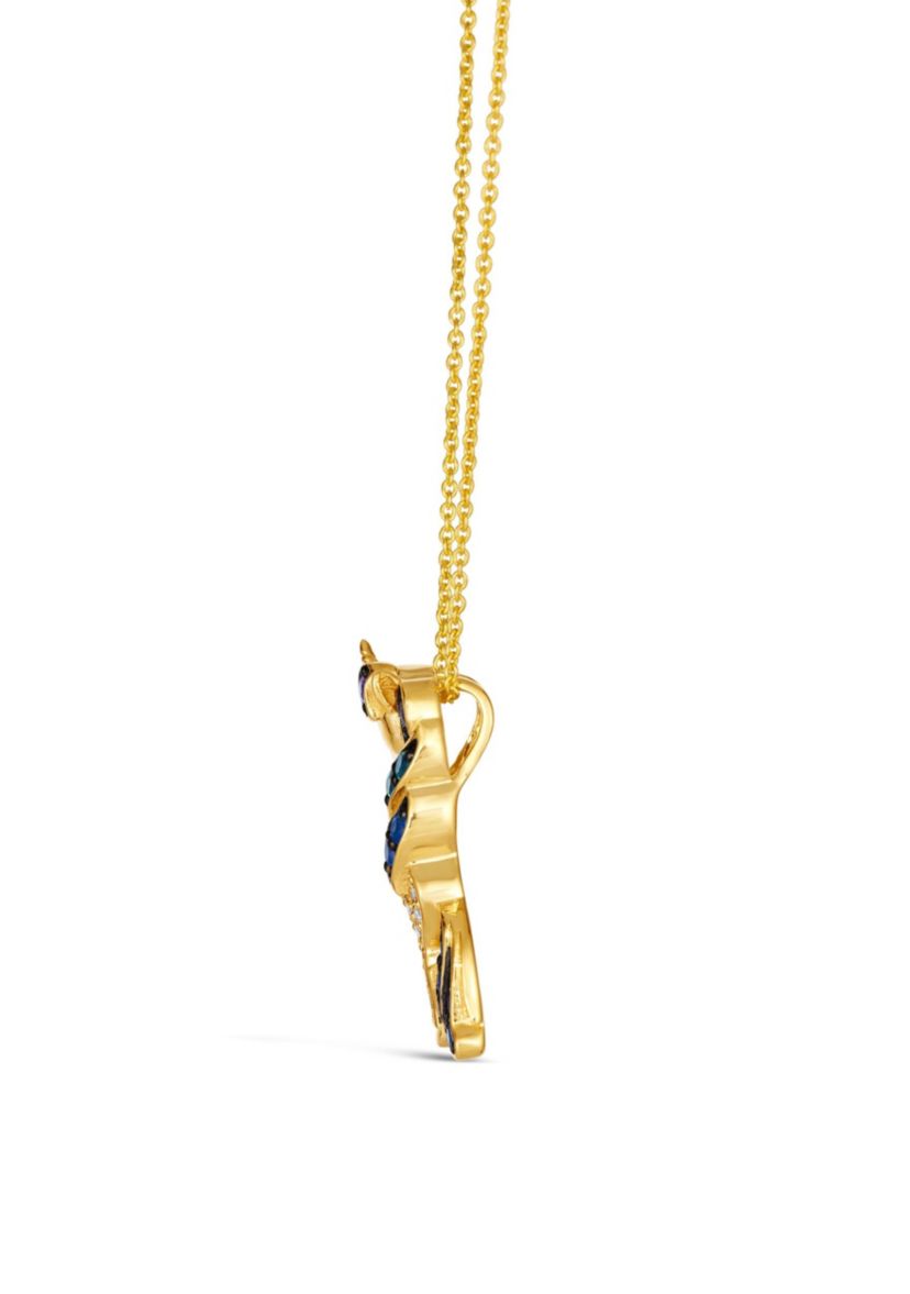 Unicorn Pendant featuring 1/10 cts. Dark Amethyst, , 1/20 cts. Bubble Gum Pink Sapphire™, 1/20 cts. Blueberry Sapphire™, 1/20 cts. Forest Green Tsavorite™, 1/5 cts. Nude Diamonds���, Blackberry Diamonds® set in 14K Honey Gold™