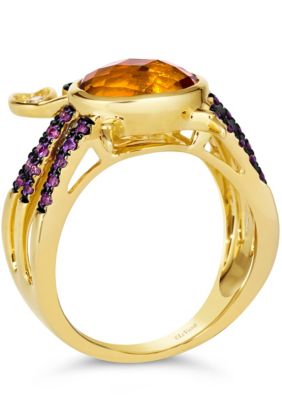 Le Vian® Crab Ring featuring 2 1/2 cts. Cinnamon Citrine®, 1/20 cts. Blueberry Sapphire™, 3/8 cts. Bubble Gum Pink Sapphire™, Nude Diamonds™ set in 14K Honey Gold™