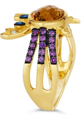 Le Vian® Crab Ring featuring 2 1/2 cts. Cinnamon Citrine®, 1/20 cts. Blueberry Sapphire™, 3/8 cts. Bubble Gum Pink Sapphire™, Nude Diamonds™ set in 14K Honey Gold™