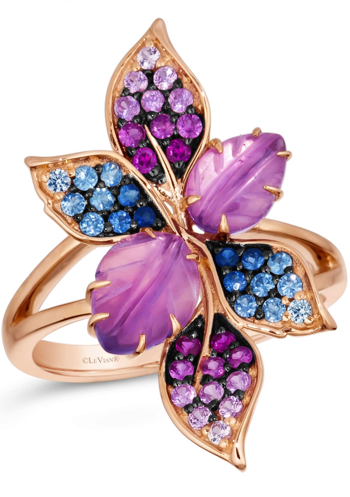 Le Vian® Ring featuring 1 1/2 cts. Grape Amethyst™, 1/3, 1/5 cts. Denim Ombré®, 1/20 cts. White Sapphire, set in 14K Strawberry Gold®