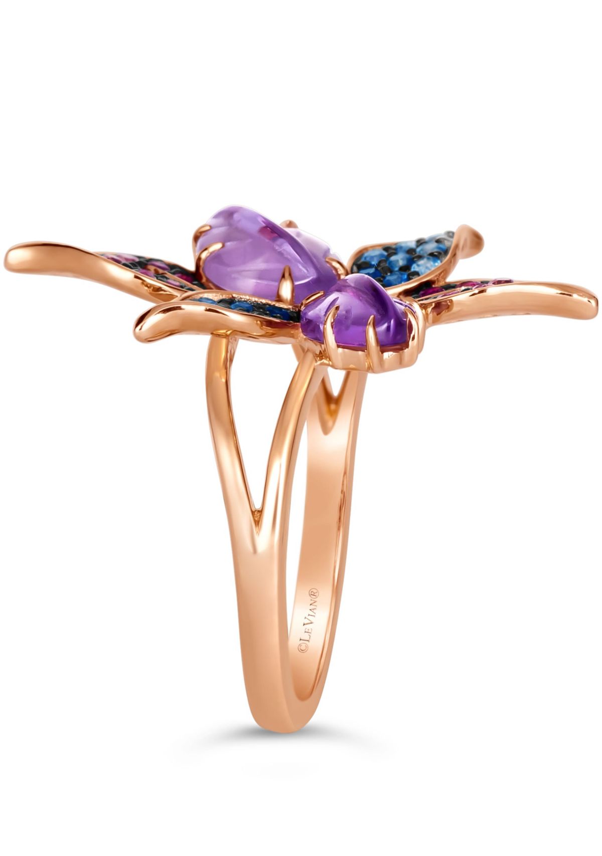 Le Vian® Ring featuring 1 1/2 cts. Grape Amethyst™, 1/3, 1/5 cts. Denim Ombré®, 1/20 cts. White Sapphire, set in 14K Strawberry Gold®