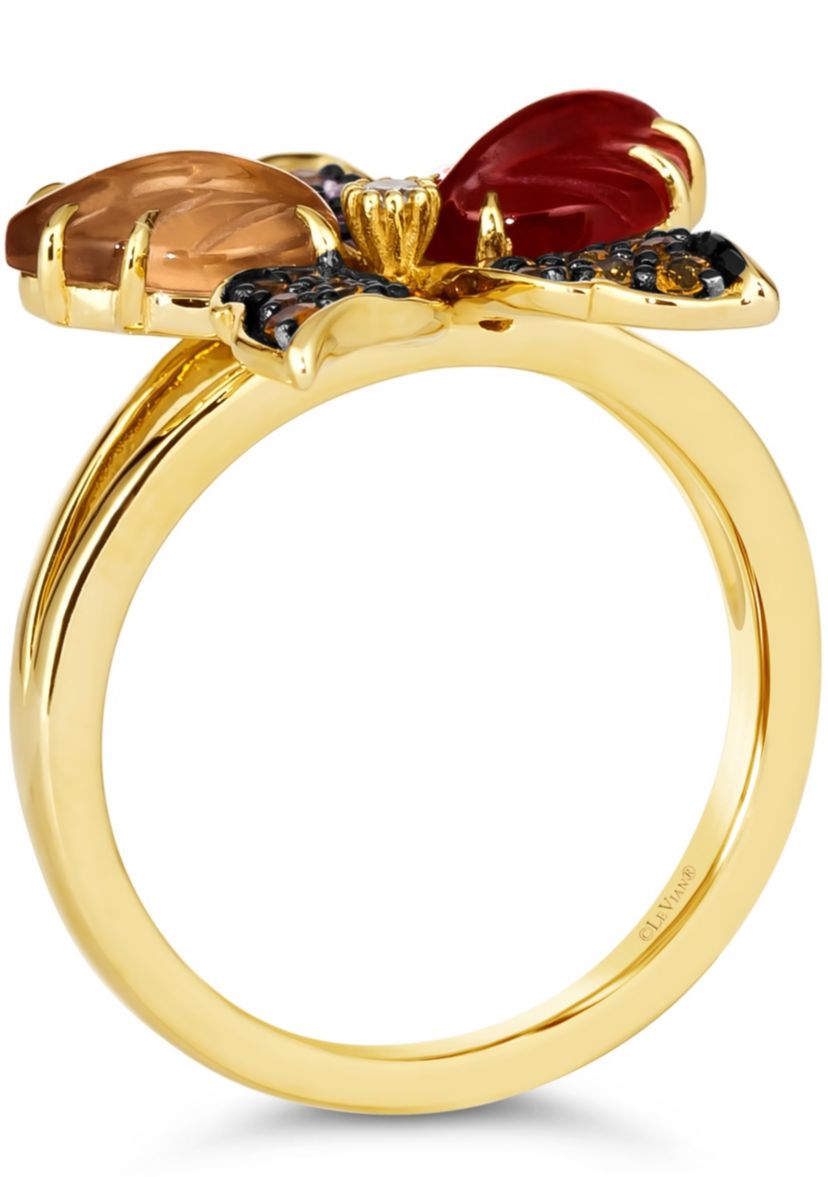 Le Vian® Ring featuring 1 1/3 cts. Pomegranate Garnet™, 7/8 cts. Chocolate Quartz®, 1/2,  cts. White Sapphire, Vanilla Diamonds® set in 14K Honey Gold™
