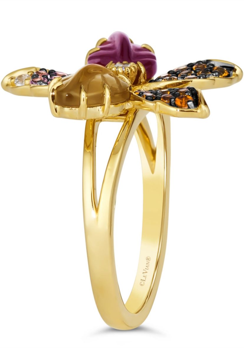 Le Vian® Ring featuring 1 1/3 cts. Pomegranate Garnet™, 7/8 cts. Chocolate Quartz®, 1/2,  cts. White Sapphire, Vanilla Diamonds® set in 14K Honey Gold™