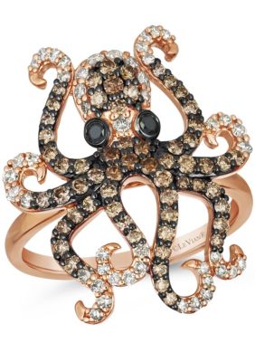 Octopus Ombre Ring featuring 1 cts. Chocolate Ombré Diamonds®, Blackberry Diamonds® set in 14K Strawberry Gold®