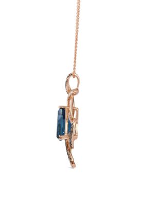 Le Vian® Pendant featuring 3 cts. Deep Sea Blue Topaz™, 1/4 cts. Chocolate Diamonds®, 1/6 cts. Nude Diamonds™ set in 14K Strawberry Gold®