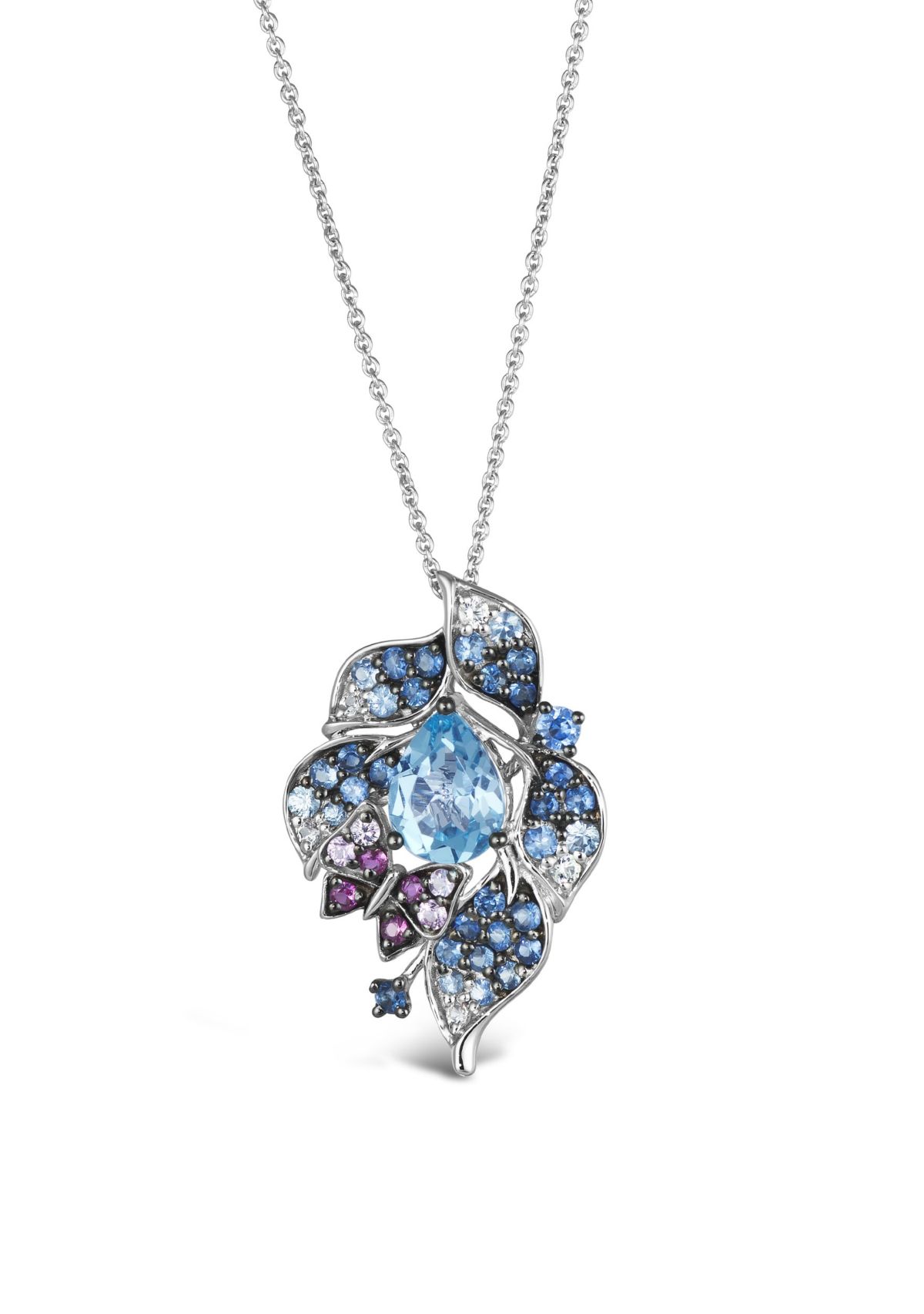 Ombre Pendant featuring 1 cts. Blue Topaz, 5/8 cts. Denim Ombré®, 1/15 cts. Blueberry Sapphire™, 1/8 cts. Pink Sapphire Ombre, 1/10 cts. White Sapphire, set in 14K Vanilla Gold®
