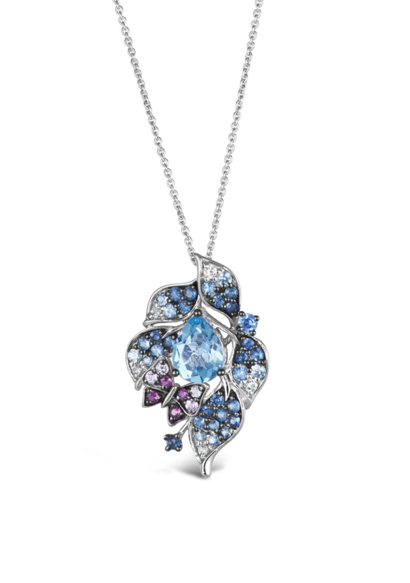 Ombre Pendant featuring 1 cts. Blue Topaz, 5/8 cts. Denim Ombré®, 1/15 cts. Blueberry Sapphire™, 1/8 cts. Pink Sapphire Ombre, 1/10 cts. White Sapphire,  set in 14K Vanilla Gold®
