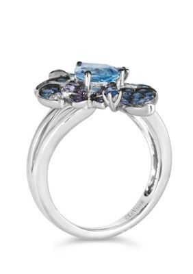 Ombre Ring featuring 1 cts. Blue Topaz, 5/8 cts. Denim Ombré®, 1/8 cts. Pink Sapphire Ombre, 1/10 cts. White Sapphire,  set in 14K Vanilla Gold®