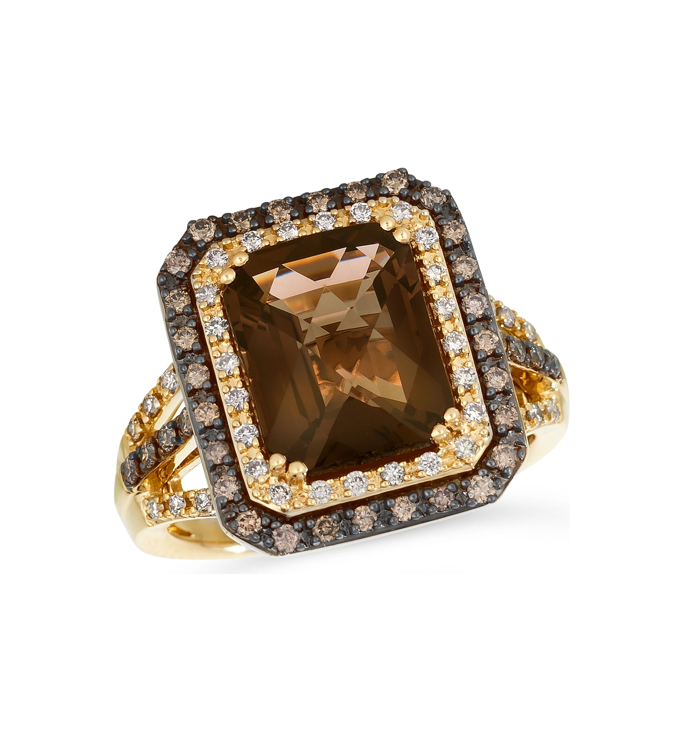 Ring featuring 4 ct. t.w. Chocolate Quartz®, 1/2 ct. t.w. of Chocolate Diamonds® and Nude Diamonds™ set in 14K Honey Gold™