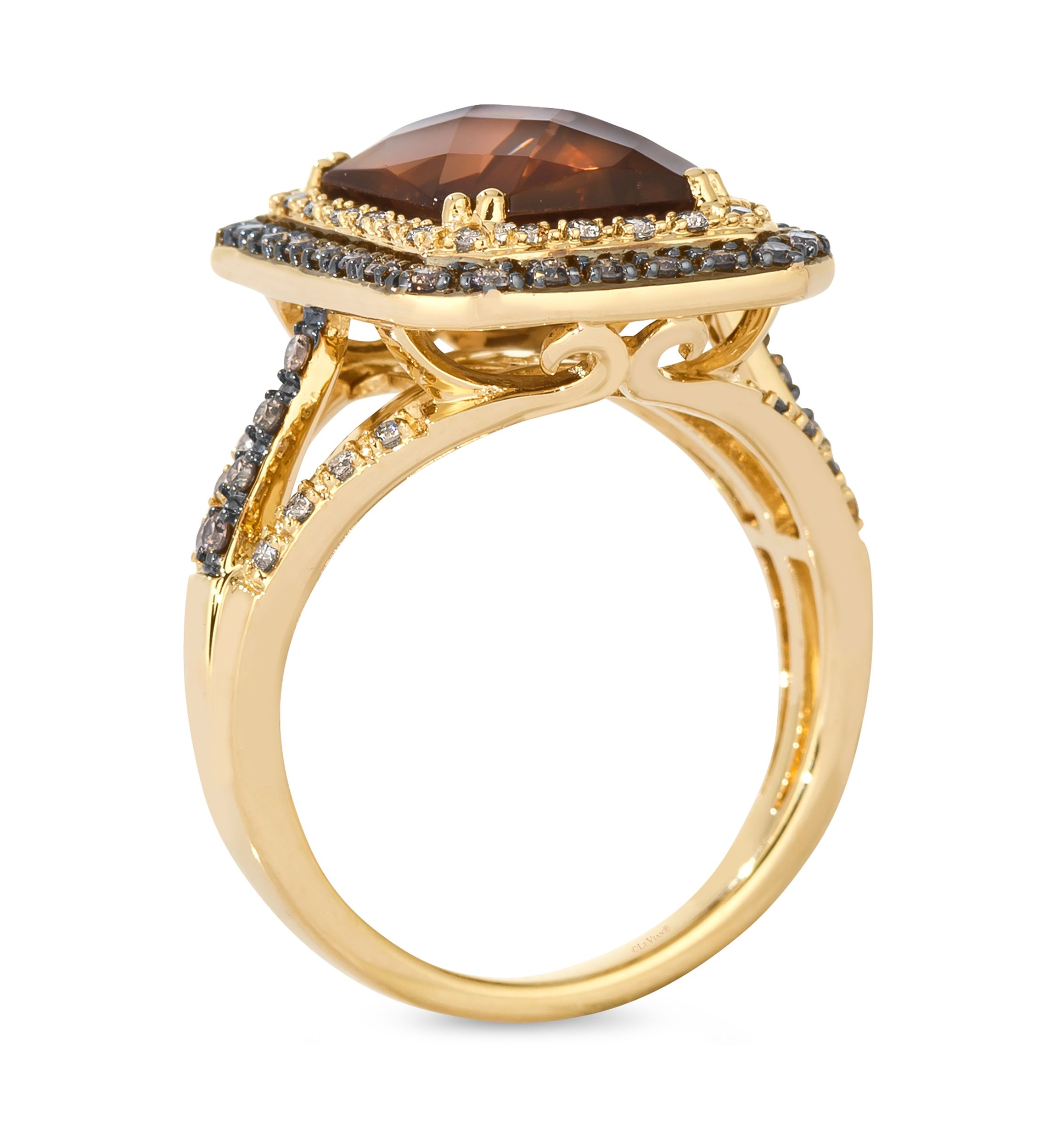 Ring featuring 4 ct. t.w. Chocolate Quartz®, 1/2 ct. t.w. of Chocolate Diamonds® and Nude Diamonds™ set in 14K Honey Gold™