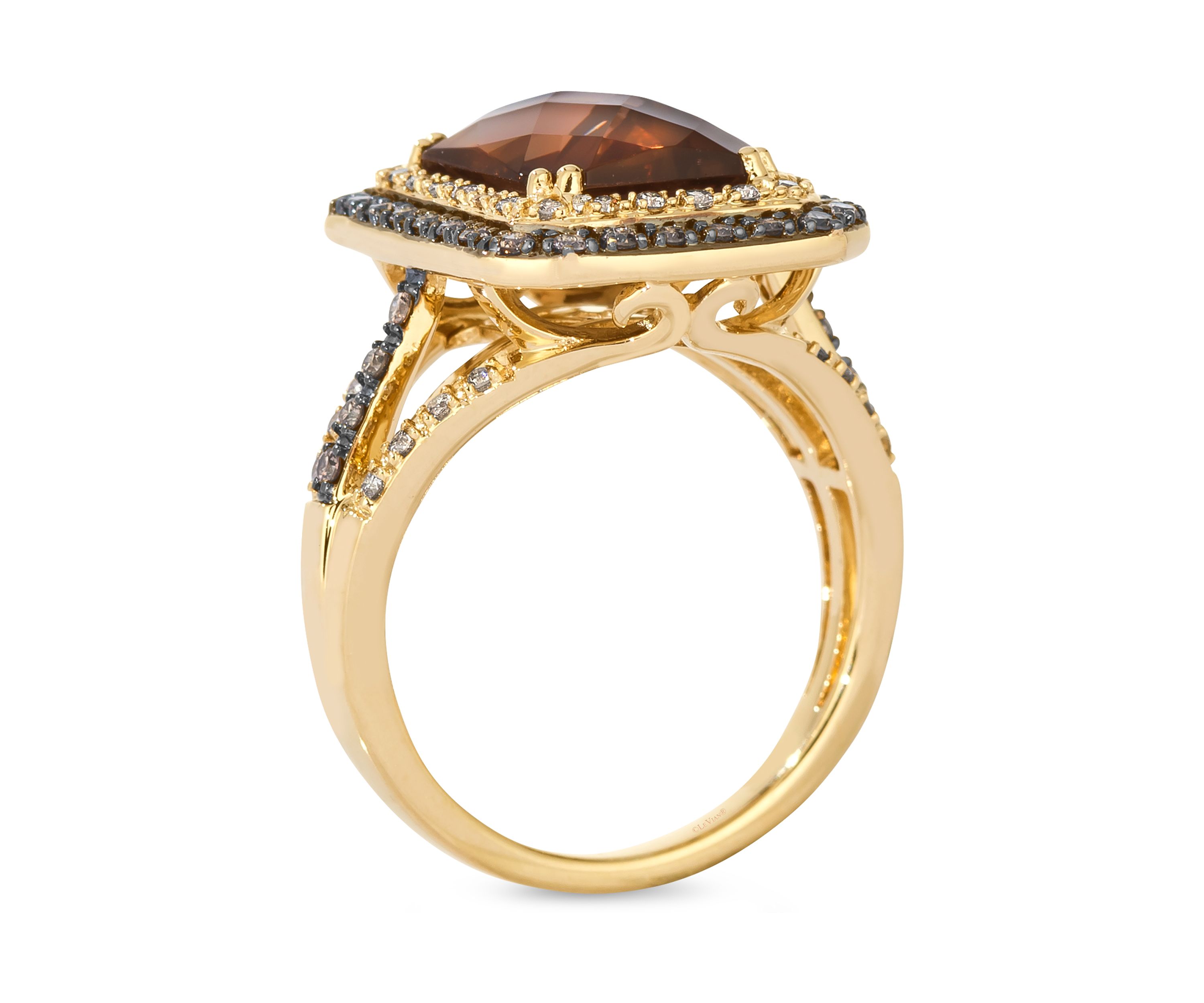 Ring featuring 4 ct. t.w. Chocolate Quartz®, 1/2 ct. t.w. of Chocolate Diamonds® and Nude Diamonds™ set in 14K Honey Gold™