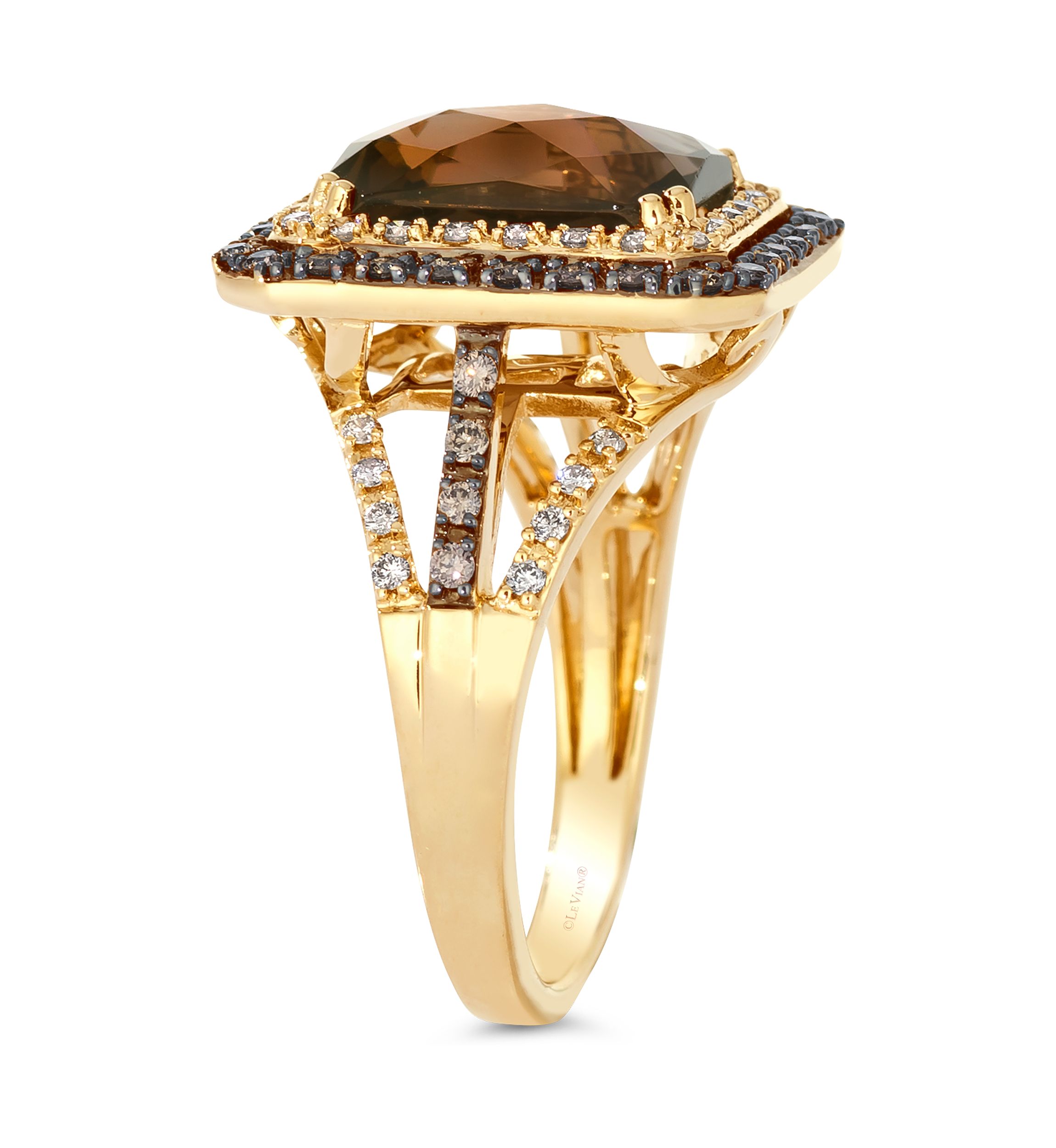 Ring featuring 4 ct. t.w. Chocolate Quartz®, 1/2 ct. t.w. of Chocolate Diamonds® and Nude Diamonds™ set in 14K Honey Gold™