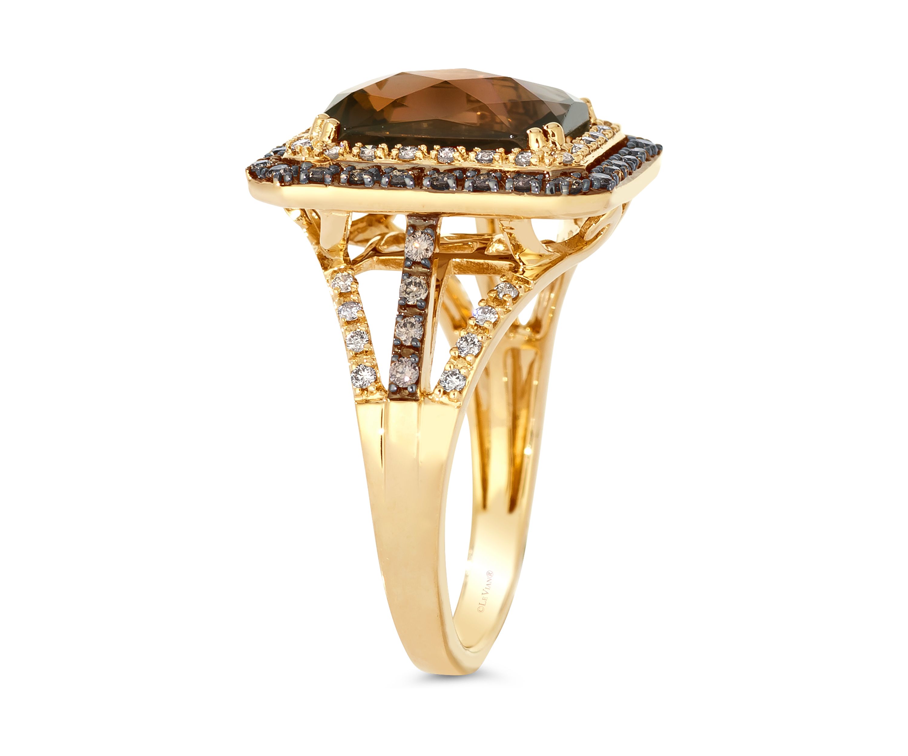 Ring featuring 4 ct. t.w. Chocolate Quartz®, 1/2 ct. t.w. of Chocolate Diamonds® and Nude Diamonds™ set in 14K Honey Gold™