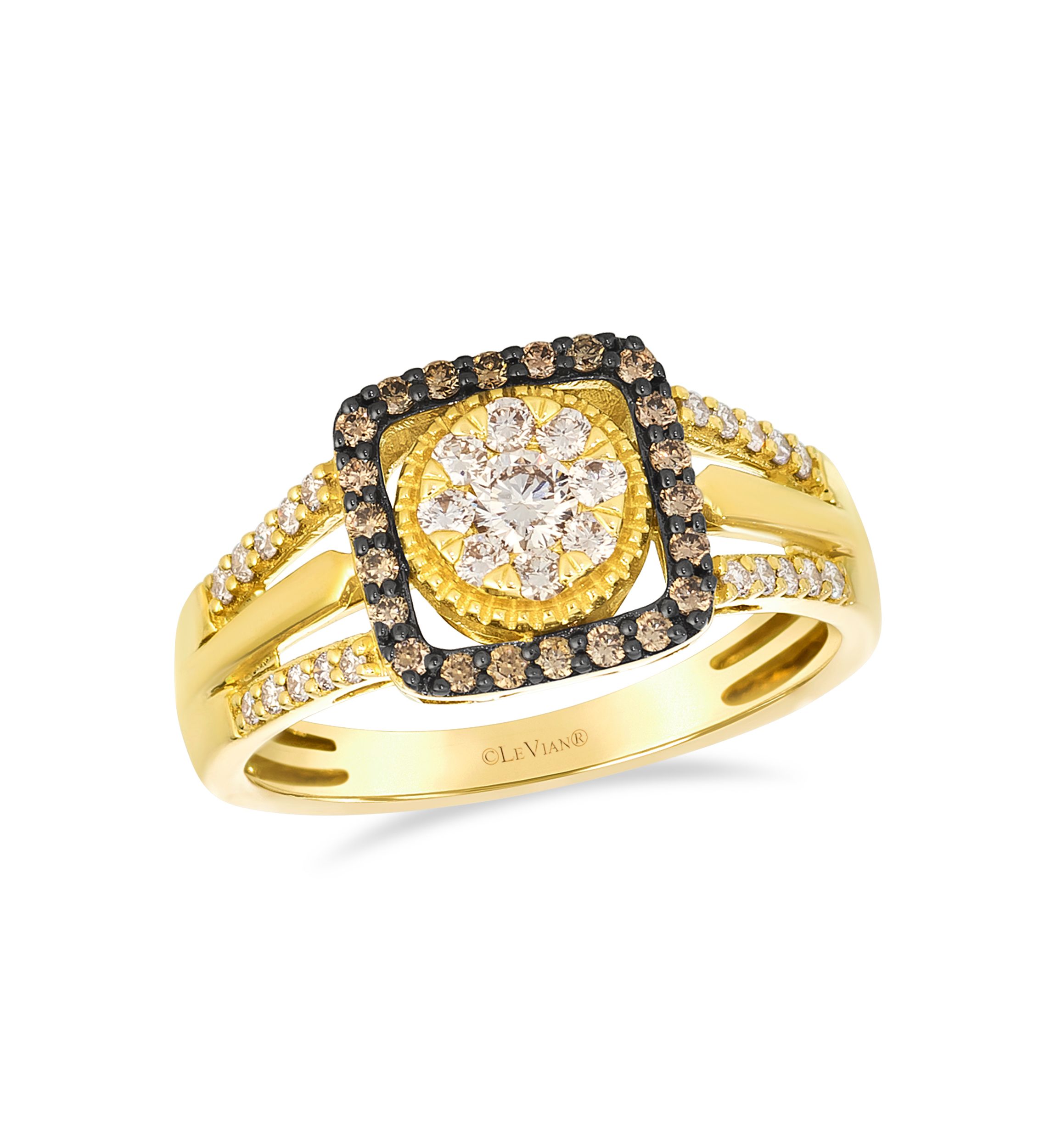 Ring featuring 3/8 ct. t.w. Nude Diamonds™, 1/6 ct. t.w. Chocolate Diamonds® set in 14K Honey Gold™