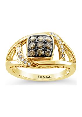 Le Vian ChocolatierÂ® Ring With 3/8 Ct. T.w. Chocolate Diamonds And Vanilla Diamonds In 14K Honey Gold