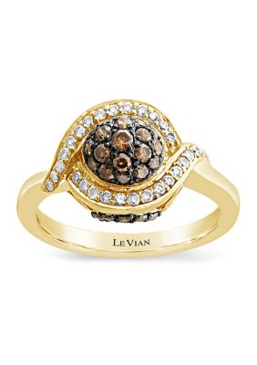 Le Vian ChocolatierÂ® Ring With Chocolate Diamonds And Vanilla Diamonds In 14K Honey Gold
