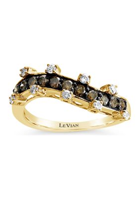 Le Vian ChocolatierÂ® Ring With 5/8 Ct. T.w. Chocolate Diamonds And Vanilla Diamonds In 14K Honey Gold