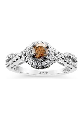 Le Vian Bridal Ring With 3/4 Ct. T.w. Chocolate Diamonds And Vanilla Diamonds In 14K Vanilla Gold