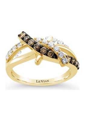 Le Vian ChocolatierÂ® Ring With 1/2 Ct. T.w. Chocolate Diamonds And Vanilla Diamonds In 14K Honey Gold