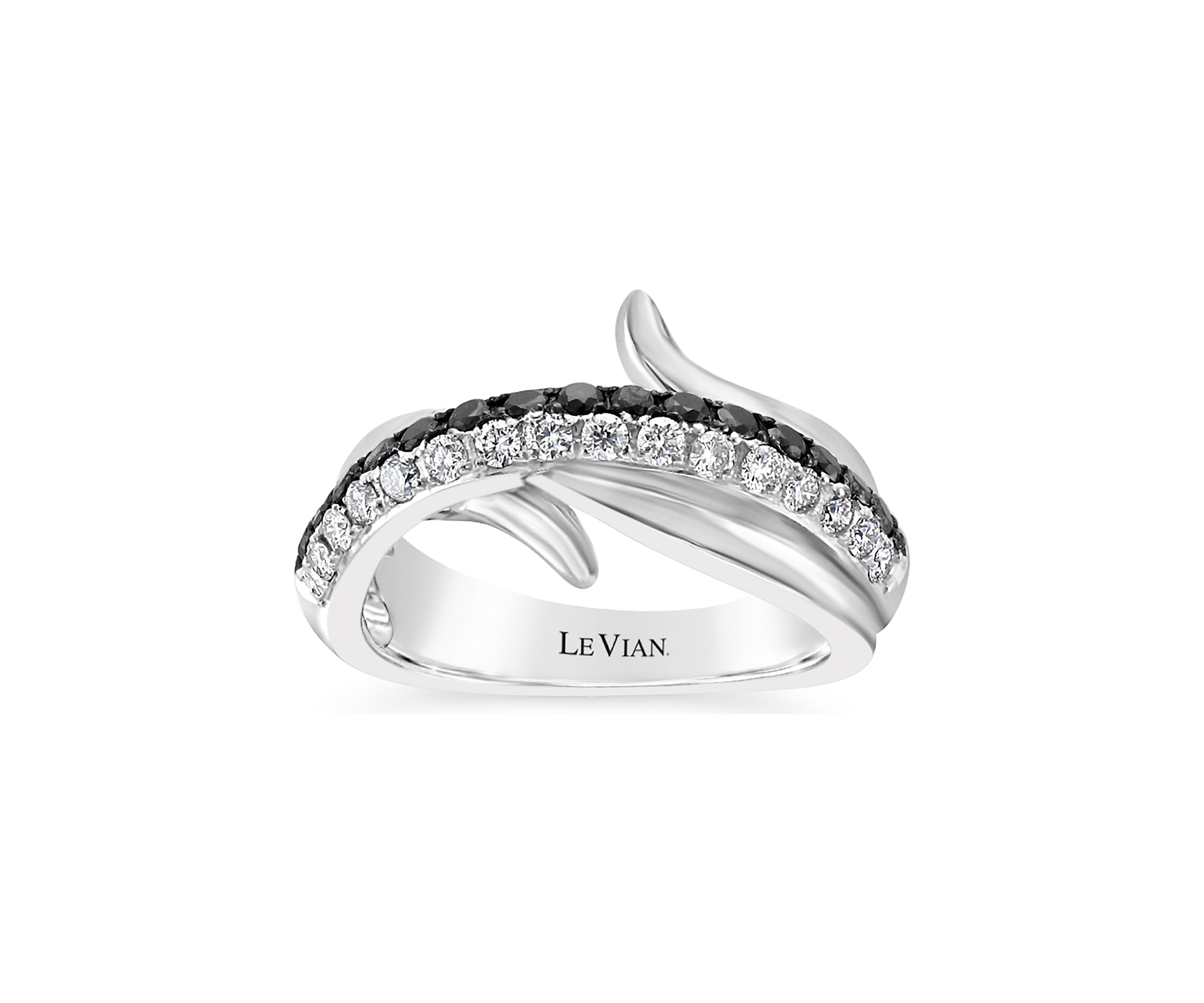 Exotics® Ring with 5/8 ct. t.w. Black Diamonds and Vanilla Diamonds® in 14K Vanilla Gold®