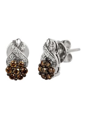 3/8 ct. t.w. Chocolate Diamonds®, 1/15 ct. t.w. Vanilla Diamonds® Earrings in 14K Vanilla Gold®