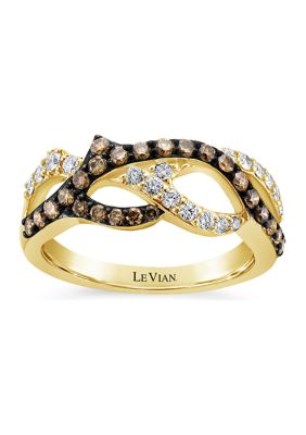 Le Vian ChocolatierÂ® Ring With 3/4 Ct. T.w. Vanilla Diamonds And Chocolate Diamonds In 14K Honey Gold