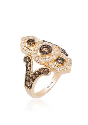 Chocolate Diamond® and Vanilla Diamond® Ring in 14k Honey Gold™ - Belk Exclusive