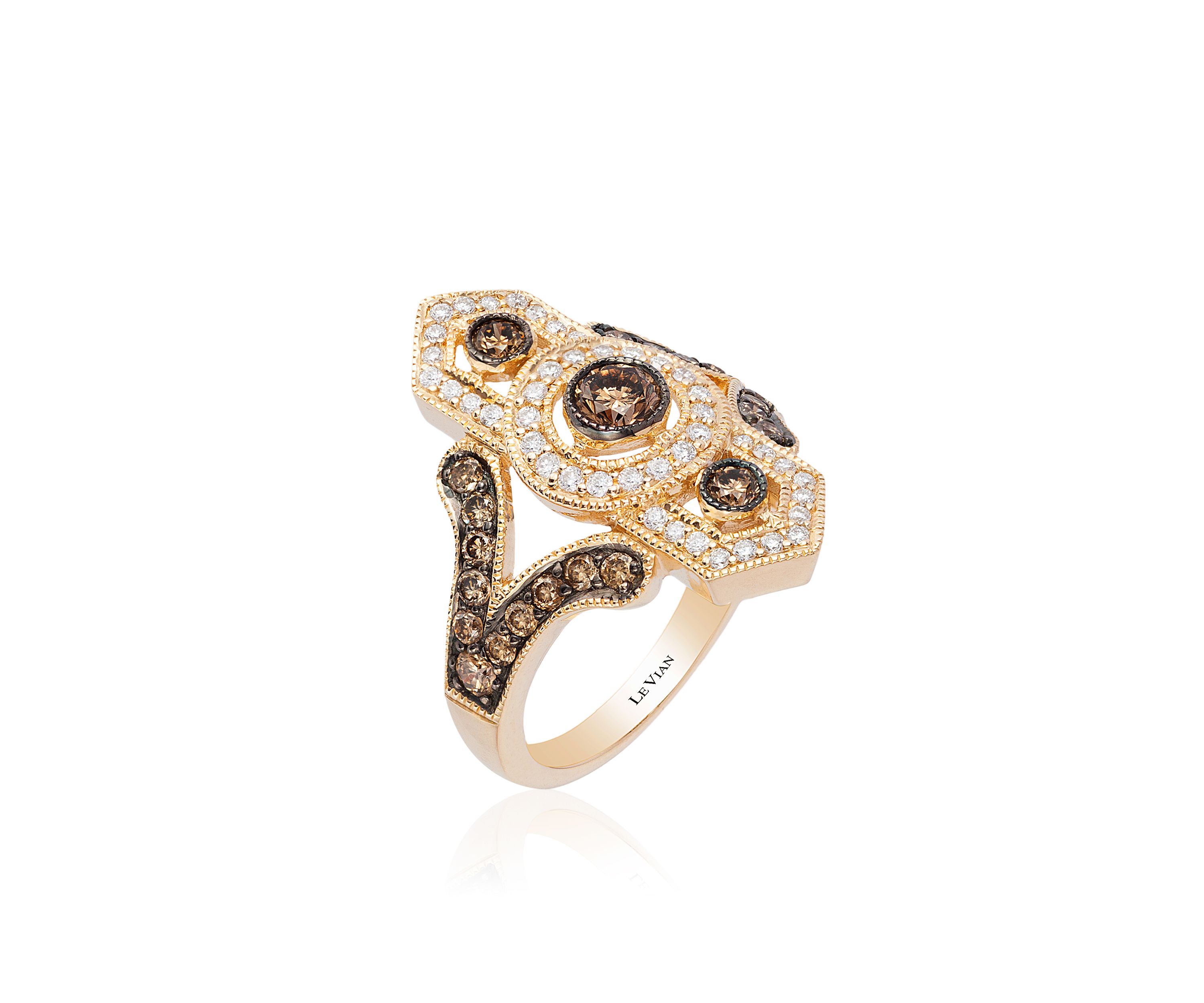 Chocolate Diamond® and Vanilla Diamond® Ring in 14k Honey Gold™ - Belk Exclusive