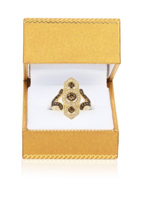 Chocolate Diamond® and Vanilla Diamond® Ring in 14k Honey Gold™ - Belk Exclusive