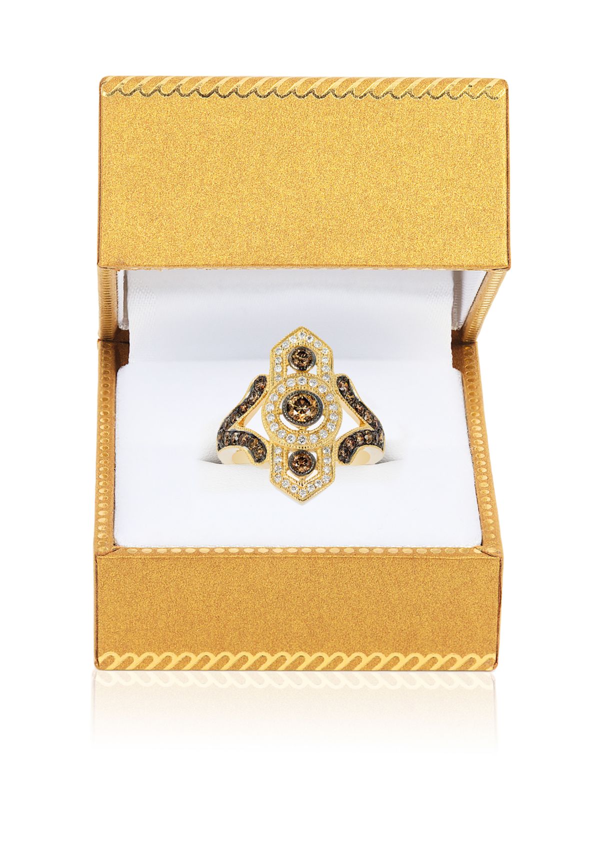 Chocolate Diamond® and Vanilla Diamond® Ring in 14k Honey Gold™ - Belk Exclusive