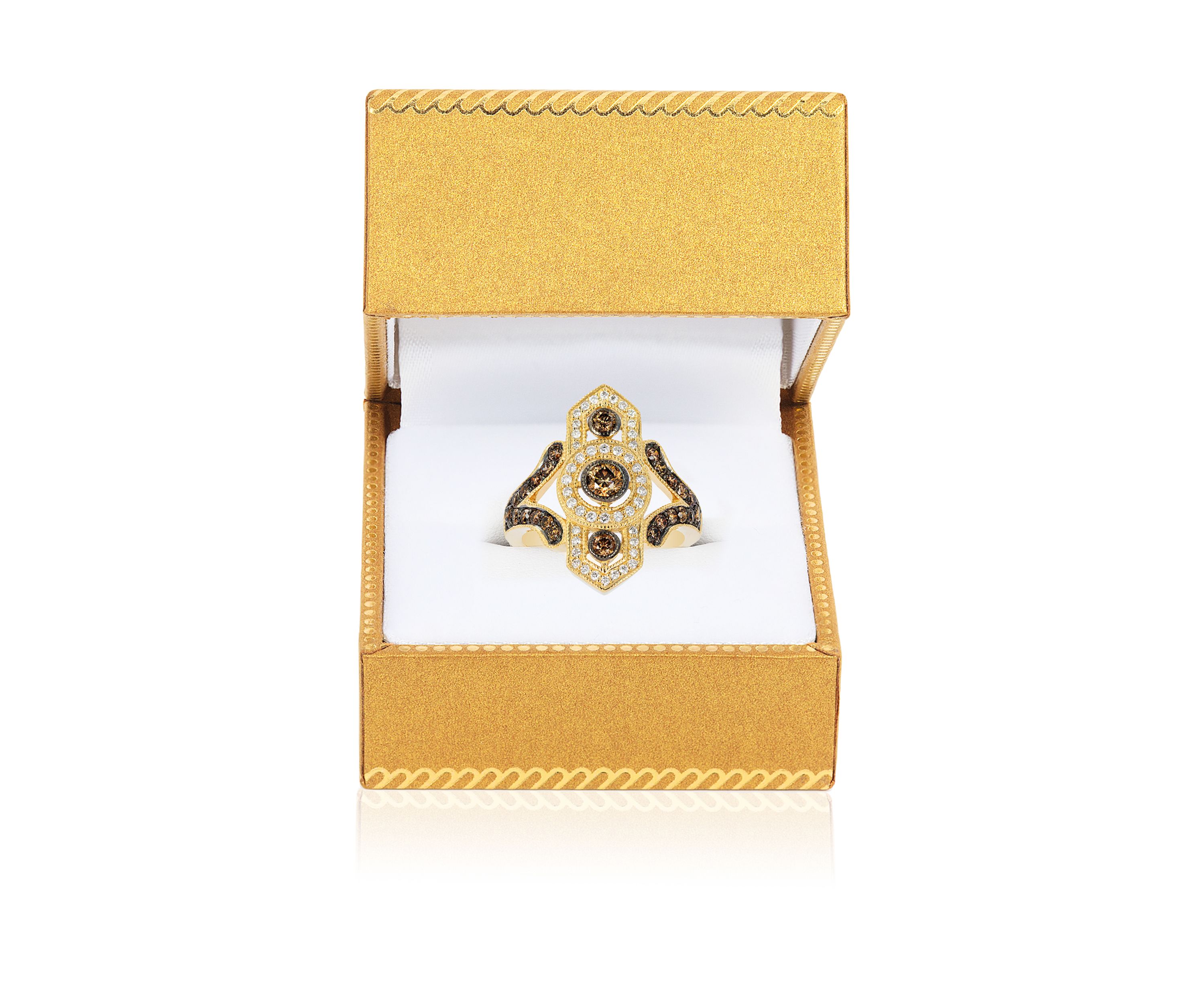 Chocolate Diamond® and Vanilla Diamond® Ring in 14k Honey Gold™ - Belk Exclusive