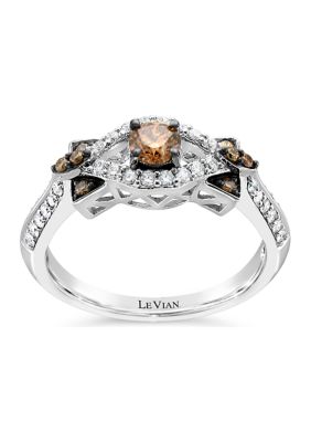 Le Vian ChocolatierÂ® Ring With 1/2 Ct. T.w. Chocolate Diamonds And Vanilla Diamonds In 14K Vanilla Gold