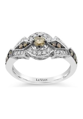 Le Vian ChocolatierÂ® Ring With 5/8 Ct. T.w. Chocolate Diamonds And Vanilla Diamonds In 14K Vanilla Gold