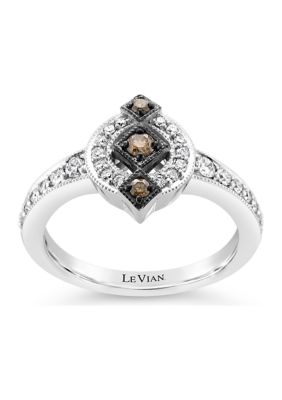 Le Vian ChocolatierÂ® Ring With 3/8 Ct. T.w. Chocolate Diamonds And Vanilla Diamonds In 14K Vanilla Gold