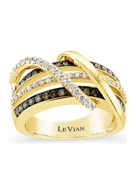 Le Vian ChocolatierÂ® Ring With 1.10 Ct. T.w. Chocolate Diamonds And Vanilla Diamonds In 14K Honey Gold