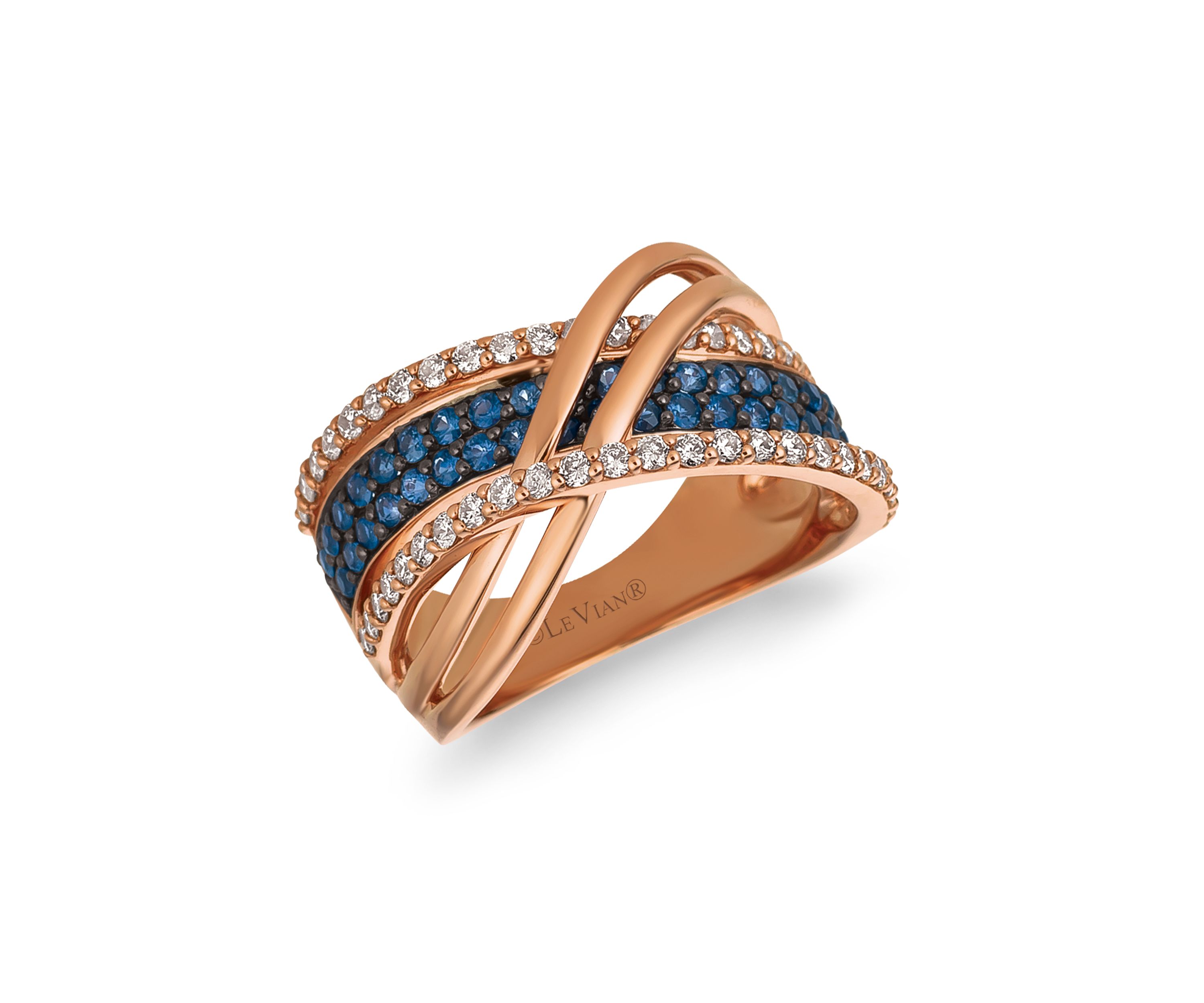  1/2 ct. t.w. Diamond and 3/4 ct. t.w. Sapphire Ring in 14K Rose Gold 