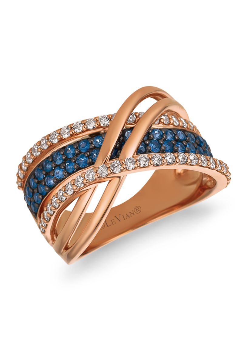  1/2 ct. t.w. Diamond and 3/4 ct. t.w. Sapphire Ring in 14K Rose Gold 