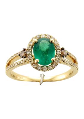 Le Vian 7/8 Ct. T.w. Emerald, 1/10 Ct. T.w. Chocolate Diamonds, And 1/3 Ct. T.w. Nude Diamondsâ¢ Ring In 14K Honey Gold