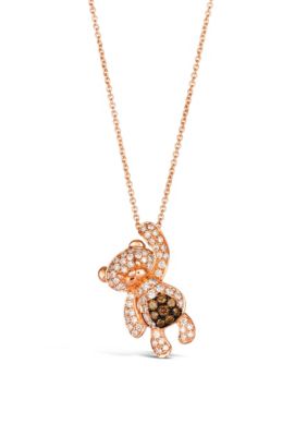 Teddy Bear Pendant featuring 3/8 cts. Nude Diamonds™, 1/8 cts. Chocolate Diamonds® set in 14K Strawberry Gold®