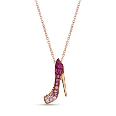 Le Vian® Stiletto Shoe Pendant featuring 1/10 cts. White Sapphire, 1/5, 1/5 cts. Bubble Gum Pink Sapphire™,  set in 14K Strawberry Gold®