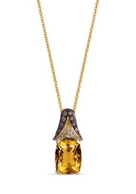1/3 ct. t.w. Diamond and 2.6 ct. t.w. Citrine Pendant Necklace in 14K Yellow Gold 