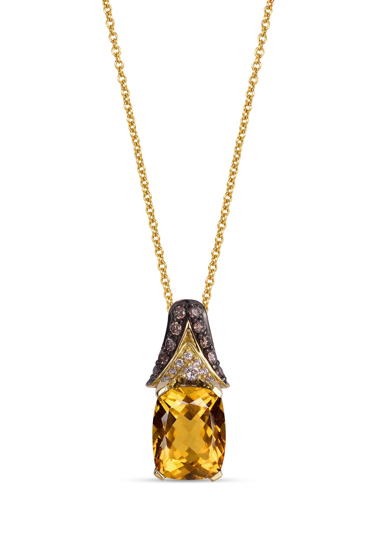 1/3 ct. t.w. Diamond and 2.6 ct. t.w. Citrine Pendant Necklace in 14K Yellow Gold 