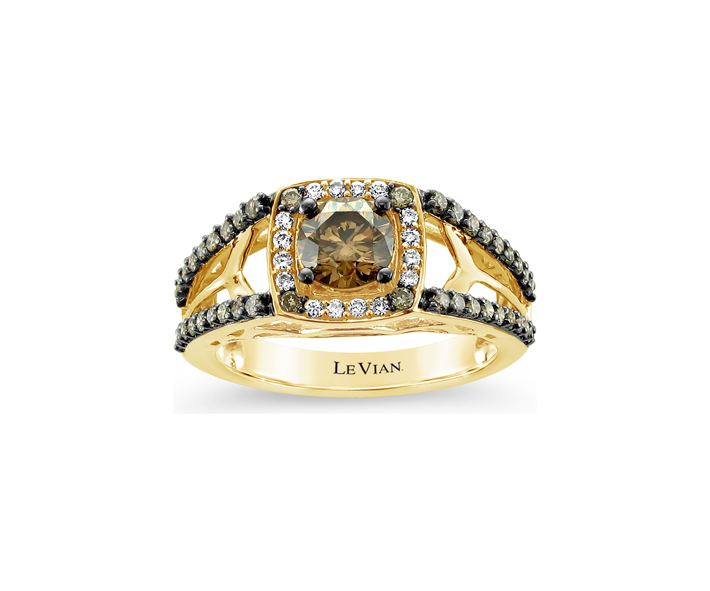Ring with 1.23 ct. t.w. Chocolate Diamonds® and Vanilla Diamonds® in 14K Honey Gold™